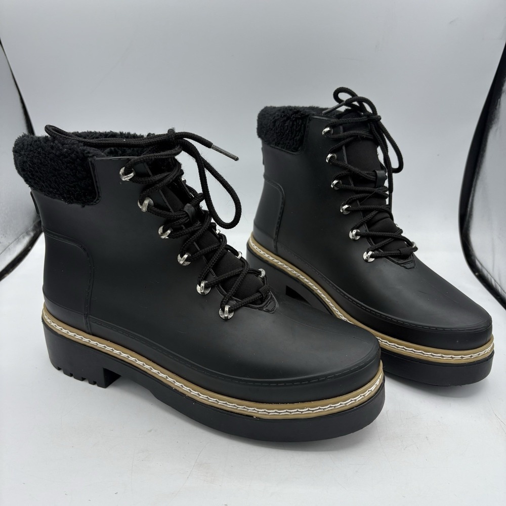 Marc‎ Fisher LTD Rain Boots Womens Size 10 M Fairly Combat Black Ankle Lace